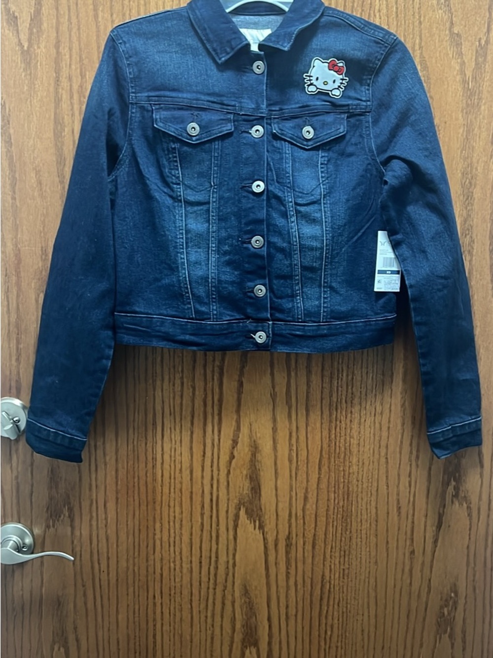 Jessica Simpson Navy Denim Jacket with Hello Kitty Patch